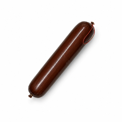 Brown kosher Salami  on a white background