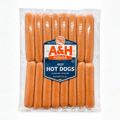 A&H Family Pack All Beef Kosher Hot Dogs 10/2.5lb packs of 16pcs